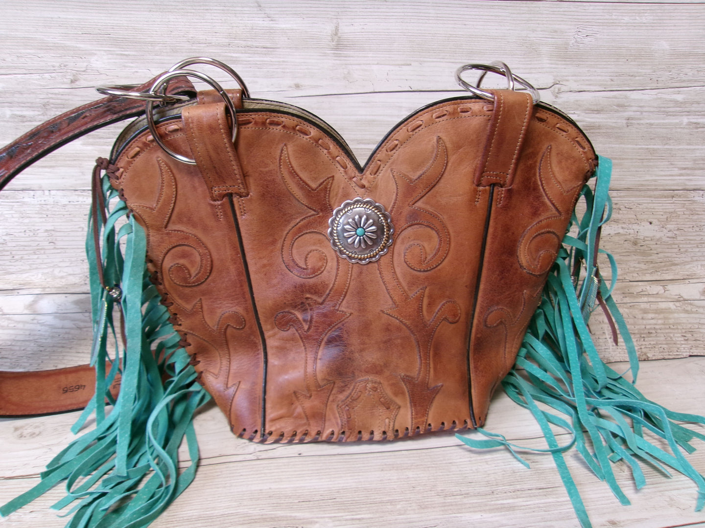Double Cowboy Boot Purse with Fringe DB359